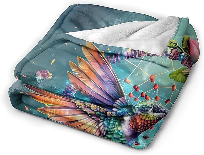 Hummingbird Throw Blanket Hummingbird Bird Stuff Gifts for Kids Girls Boys Adults Women Man Soft Cozy Warm Plush Fluffy Fuzzy Fleece Blanket Decor 40''X50''