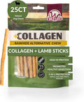 Wild Eats Lamb Collagen Sticks for Dogs (25 Pack, 0.6 cm Wide) Long Lasting Dog Chews No Hide Dog Treat Bully Stick Alternative, Rawhide Free, Grain Free, High Protein