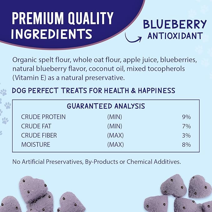 The Much Loved Dog™Treats, Scrumptious Natural Blueberry, 6oz. Bags, Human-Food-Grade, Small-Batch Baked, U.S.A. (3 Pack, Blueberry)