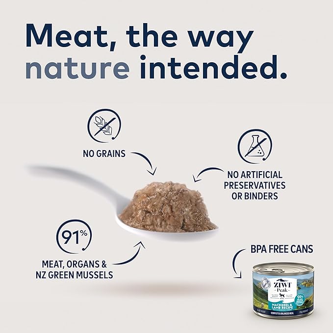 ZIWI Peak Canned Wet Dog Food – All Natural, High Protein, Grain Free, Limited Ingredient, with Superfoods (Mackerel & Lamb, Case of 12, 13.75oz Cans)
