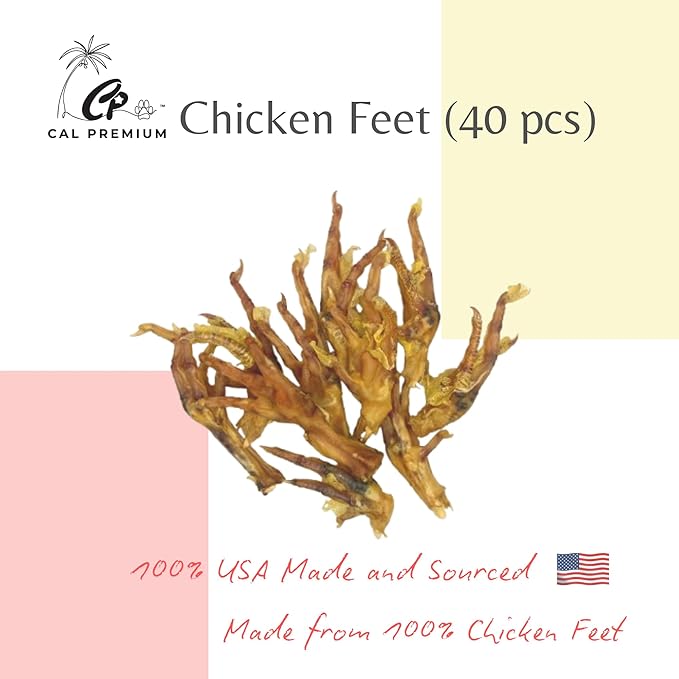Natural Chicken Feet for Dogs (40 Pack) - 100% USA Sourced and Made - Single Ingredient - High Protein, Low Calories - Slow-Roasted Dog Chews (40 Counts)