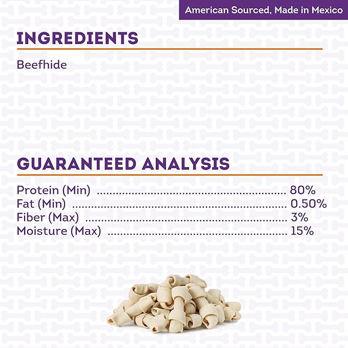 American Sourced Beefhide Bones 4-5" Dog Chew Treats - Natural Flavor, 10 Count/1 Pack