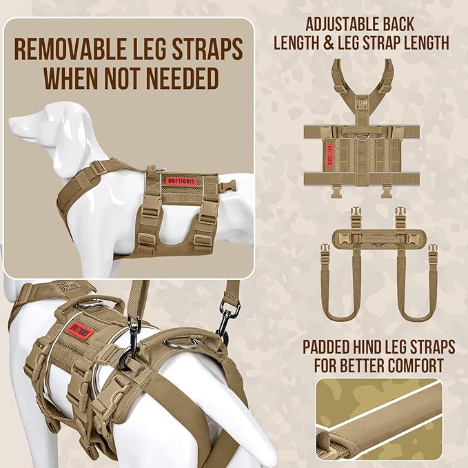 OneTigris Breathable Dog Lift Harness for Large Medium Sized Dogs, Dog Sing for Hind Leg Support, Dogs Hip Support Brace Front Leg Vrace