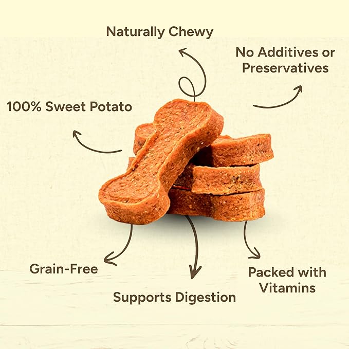Gaines Family Farmstead Sweet Potato Dog Bones 4 Pack – 32 oz Bags, All-Natural, Single Ingredient, Grain-Free Dog Treats for Digestive Health, Training & Rewards – High-Fiber, Made in USA