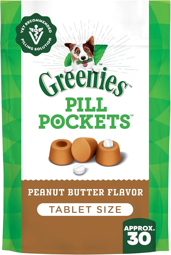 Greenies Pill Pockets for Dogs Small Size, Tablet Pill Treats for Dogs, Peanut Butter Flavor, 3.2 oz. Pouch