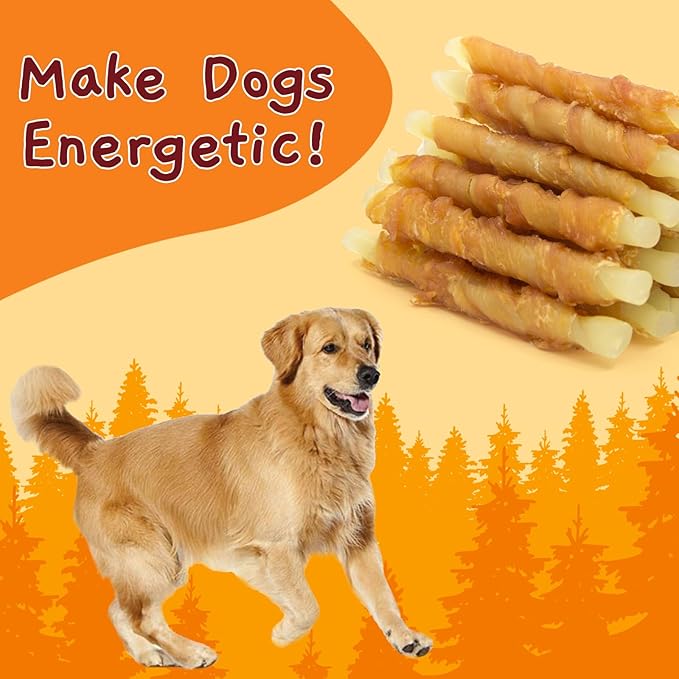 Jungle Calling Rawhide Free Treats for Dogs, Chicken Wrapped Cod Sticks Dog Treats, Soft Chewy Snacks for Training Rewards, 10.6 oz (Chicken)