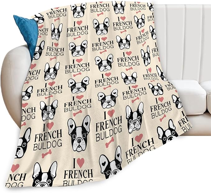 Boston Terrier Throw Blanket French Bulldog Frenchie Puppy Stuff Gifts for Dog Lover Kids Girls Boys Adults Women Men Soft Cozy Warm Plush Fluffy Fuzzy Fleece Blanket Decor 50''X60''