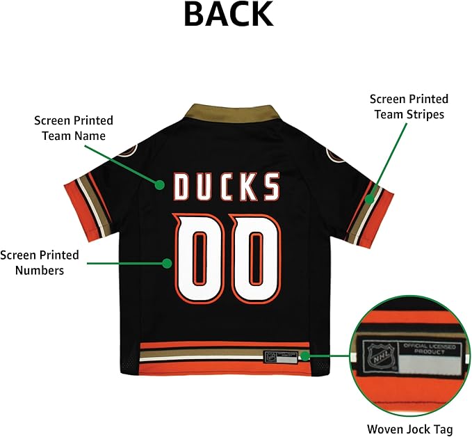 Pets First NHL Anaheim Ducks Jersey for Dogs & Cats, Large. - Let Your Pet Be A Real NHL Fan!