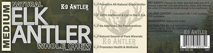 Elk Antlers for Dogs – Medium Whole (6-7.5 Inch), Durable Chew for Aggressive Chewers, USA Sourced, Naturally Shed & Ethically Harvested