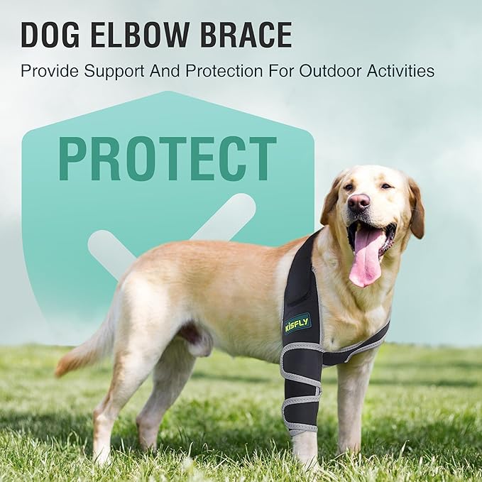 Dog Elbow Brace for Front Leg, Supports Elbow and Shoulder Joints, Helps Reduce Calluses, Pressure Sores & Hygroma, Reflective Anti-Licking Design, Left Leg, Size XL