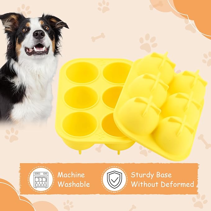 Honeydak 2 Pcs 6 Cavities Silicone Dog Treat Molds Large 25-75lbs for Making Ice Snacks Frozen Dog Treat Molds Cavity Reusable Tray for Puppy Interactive Puppy Toys for Boredom