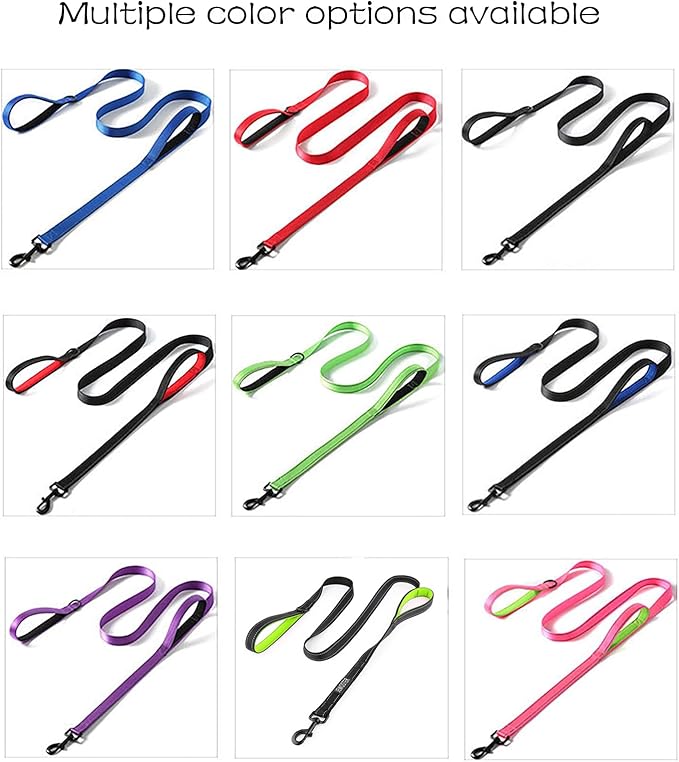 Heavy Duty Dog Leash - 2 Handles by Padded Traffic Handle for Extra Control, 6foot Long - Perfect for Medium to Large Dogs (6 ft, Black Red)