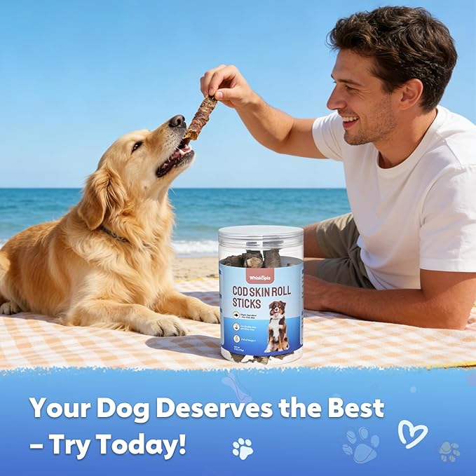 Cod Skin Rolls for Dogs Single Ingredient Fish Skin Dog Treats for All Breeds Dental Treats for Teeth Cleaning Rich in Omega-3 Dog Snacks Cod Skin Chews for Medium and Large Dogs 6 oz