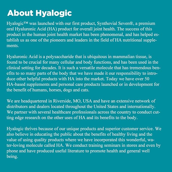 Hyalogic HyaFlex Hyaluronic Acid for Dogs - Premium Pet Supplies for Joint, Skin, Eye, and Coat Maintenance - Natural Joint Supplement for Dogs to Enhance Mobility (30ml)