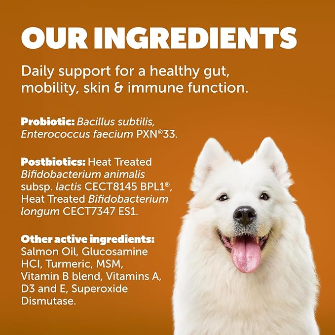 Protexin Daily Care Gut+ Wellness | 60 Dog Chews, Duck and Carrot Flavor Dog Supplement | Probiotics for Dogs, Dog Postbiotics