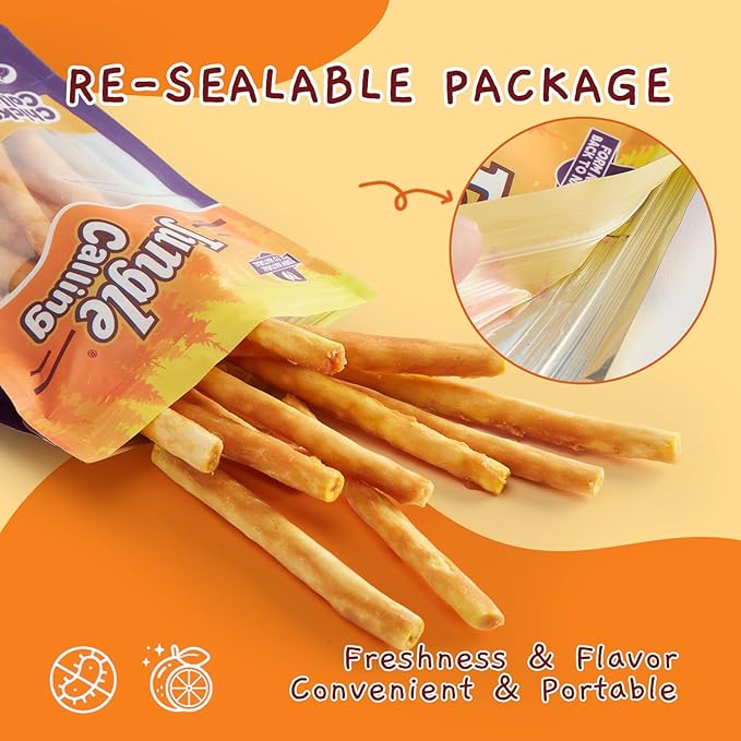 Jungle Calling 37 Count Collagen Sticks for Dogs, Chicken Flavored Chews, Long Lasting Rawhide Alternative Treats for Small Medium Dog, Healthy Chew Bones, 5 Inch