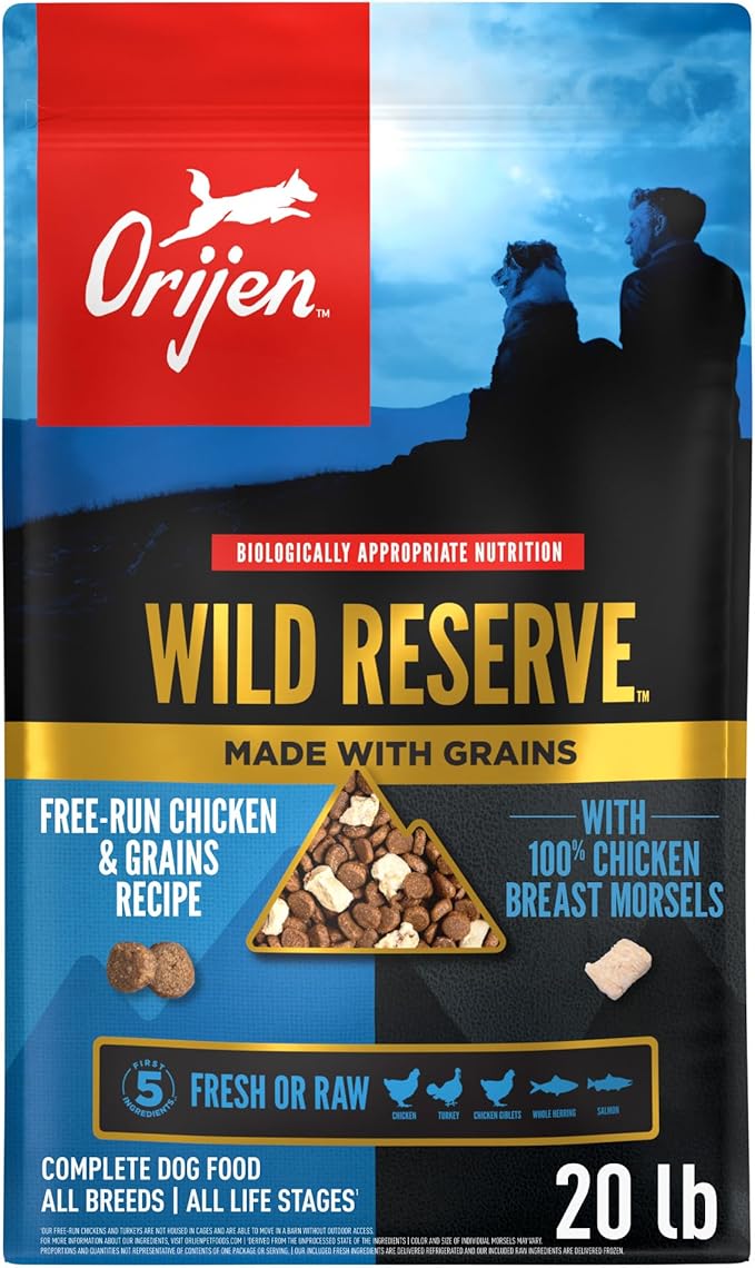 ORIJEN Wild Reserve Dry Dog Food Free-Run Chicken & Grains Recipe 20lb Bag