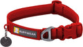 Ruffwear, Front Range Dog Collar, Adjustable Tubelok Webbing, Lightweight, Side Release Buckle, Aluminum V-Ring, Durable for Everyday Use, Red Canyon, 11"-14"