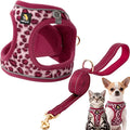 BELLA & PAL Step in Vest Harness for Small and Medium Dogs, No Pull Small Dog Harness with Leash Set, Comfortable Air Mesh Dog Vest Harness with Reflective Strip (Pink Leopard, XXS)