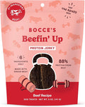 Bocce's Bakery Beefin’ Up Beef Jerky Protein Cuts Dog Treats – Natural & High-Protein, Wheat-Free, Made with Limited and Real Ingredients – Baked in The USA with No Added Salt or Sugar, Beef, 5oz