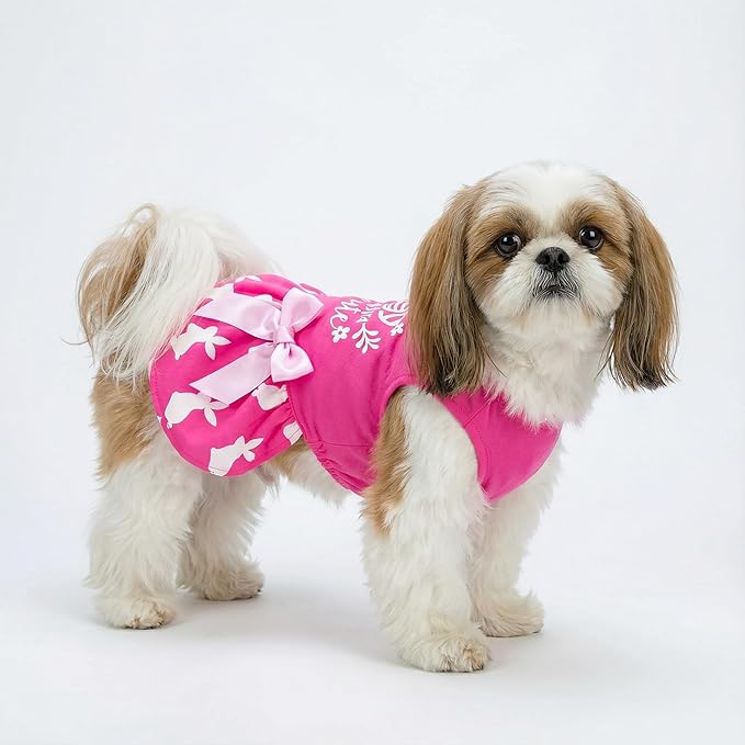 Fitwarm Eggstra Cute Easter Outfit, Bunny Dress, Holiday Clothes for Small Dogs and Cats, Hot Pink, Medium