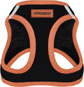 Best Pet Supplies - All Weather Mesh/Plush, Reflective, No Pull Harness for Small, Medium Dogs, Cats - Secure with Hook & Loop Fastener, Buckle, Double D-Rings - Black/Orange Trim, L