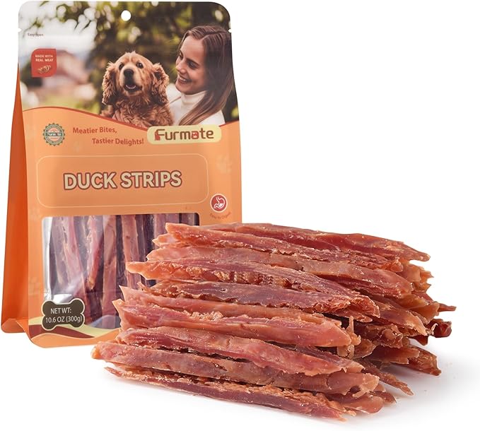 Duck Jerky Strips Dog Treats,Duck Breast Only Training Treats for Dogs,High Protein & Low Fat,Easily Digestible & Rawhide-Free,Healthy Skin & Shiny Coat,for All Life Stages Dogs,10.58 oz