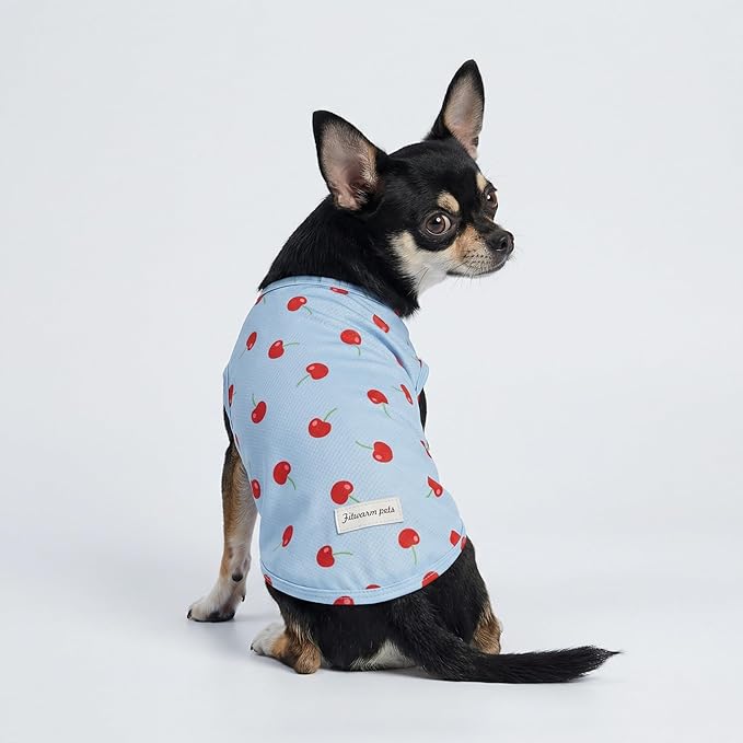 Fitwarm 2 Pack Ice Cream & Cherry UPF 50+ UV Sun Protection Dog Shirt, Lightweight Cooling Vest, Quick Dry Summer Clothes for Small Dogs Girl, Pet Outfit, Pink, Light Sky Blue, XL