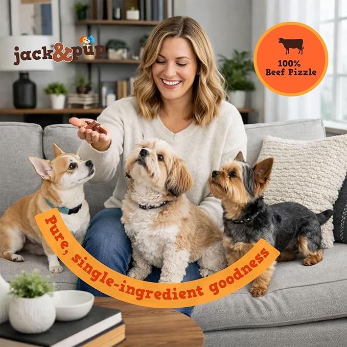 Jack&Pup Bully Stick Bites- 10 oz - Small Dog Treats for Medium & Small Dogs, All Natural, Beef Pizzle Single Ingredient for Puppies