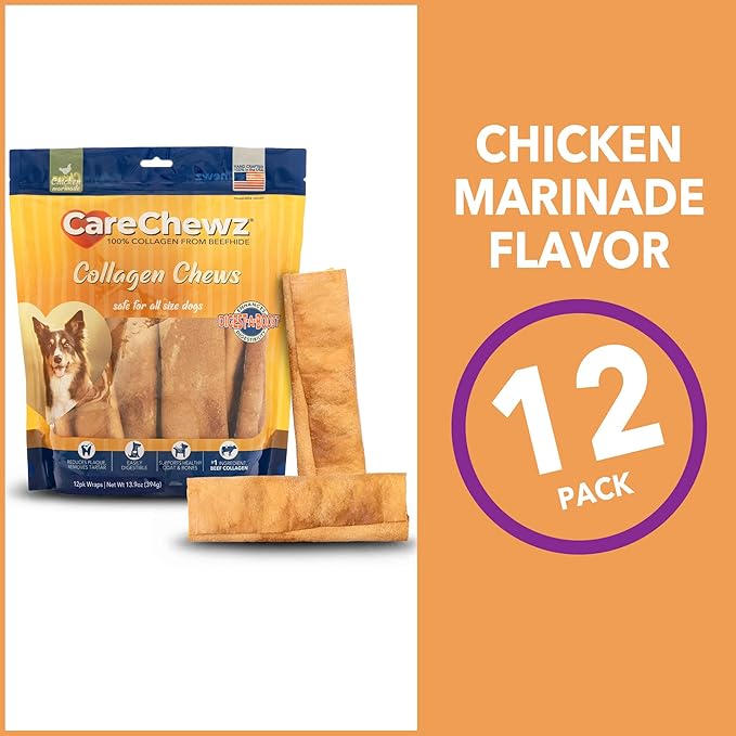 Pet Factory CareChewz Collagen 6-7" Small Wraps Dog Chew Treats - Chicken Flavor, 12 Count/4 Pack