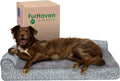 Furhaven Memory Foam Dog Bed for Large Dogs w/ Removable Bolsters & Washable Cover, For Dogs Up to 95 lbs - Plush & Almond Print L Shaped Chaise - Gray Almonds, Jumbo/XL
