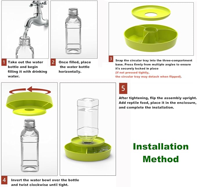 2-in-1 Reptile Feeding Water Bottle and Feeding Clamp,Automatic Feeders Bowl for Bearded Dragon Gecko Snake Lizard Turtles and Other Small Animals