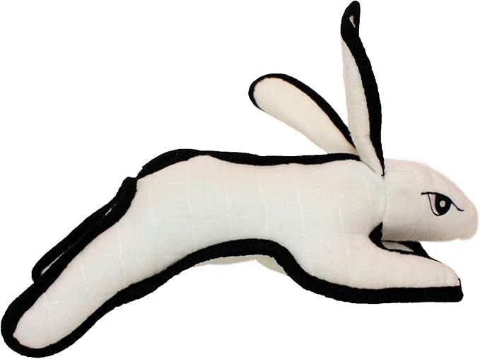TUFFY - World's Tuffest Soft Dog Toy -Barnyard- Multiple Layers. Made Durable, Strong & Tough. Interactive Play (Tug, Toss & Fetch). Machine Washable & Floats. (White Rabbit, Large 2 Pack)