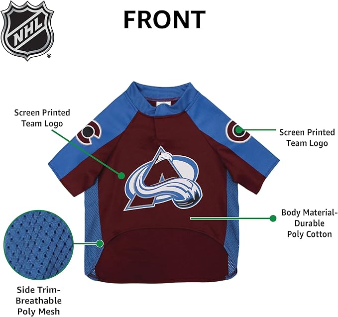 Pets First NHL Colorado Avalanche Jersey for Dogs & Cats, X-Small. - Let Your Pet be a Real NHL Fan!