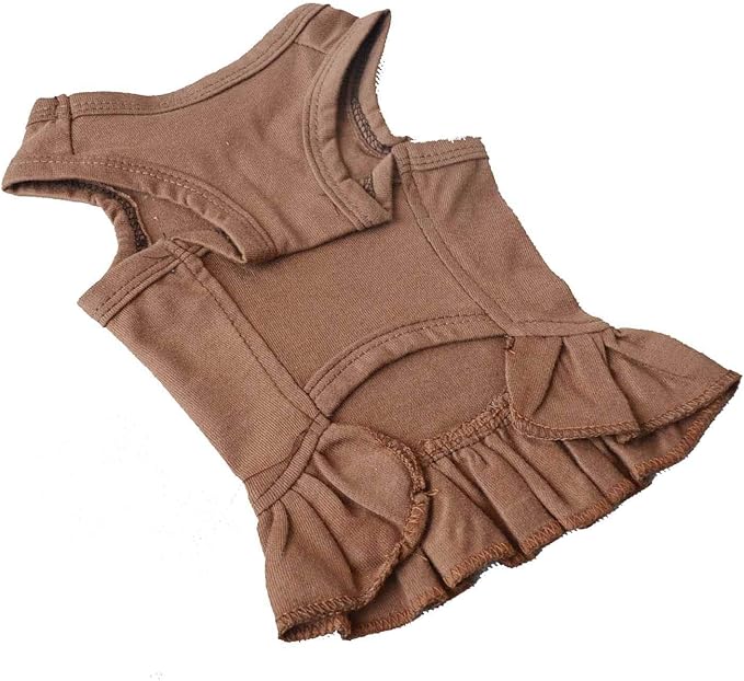 Pet Clothes Small Dog Clothing Blank Color Sport Dress T-Shirts Tee Dresses Tanks Top for Small Size Female Dogs Summer Spring Pet Costumes 100% Cotton (M, Coffee)