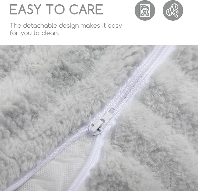 Hollypet Cat Bed Fluffy Plush Mutifuctional Double-Layer Soft Pet Couch Orthopedic Sofa Nest Beds for Small Cats and Dogs, Gray (21x15x8 inch)