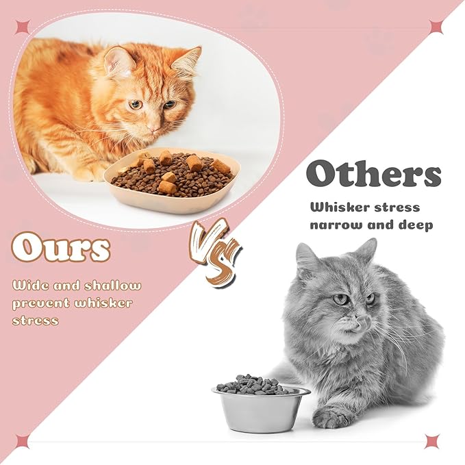 Tioncy 24 Pcs Fatigue Relief Cat Bowl 5.7 Inch Shallow Cat Food Dish Wide and Small Pet Wet Feeding Bowl for Kitten Short Legged Kitten Ferrets Feral Small Animals(Pink, Beige,Classic)