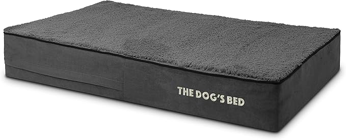 The Dog’s Bed Orthopedic Memory Foam Dog Bed for Large Dogs, Waterproof Washable Cover, Anti-Slip Base, Calming Surface – CertiPUR-Certified Foam, Grey Plush, 6 Inch Thick