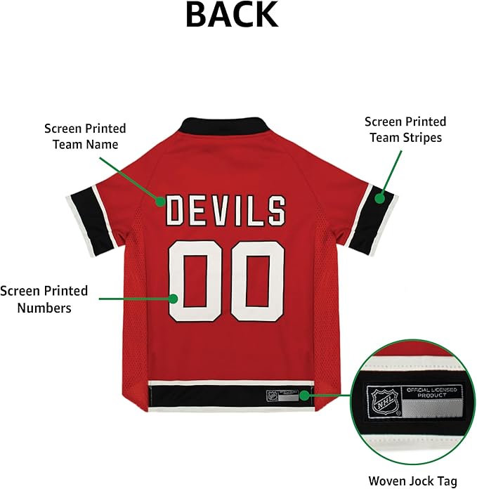 Pets First NHL New Jersey Devils Jersey for Dogs & Cats, Small. - Let Your Pet Be A Real NHL Fan!