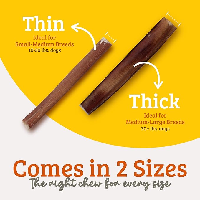 Advance Pet Products Premium 12 Inch Bully Sticks for Dogs (Pack of 5) – 100% Beef Dog Chews, Long Lasting Odor-Free Treats, High Protein, Gluten-Free, Easy to Digest for Small, Medium & Large Dogs