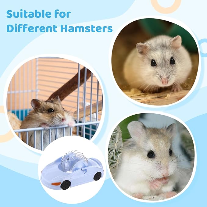 Hamster Exercise Ball Sports Car, Hamster Car with Detachable Transparent Ball, 3 Modes Funny Exercise Wheel, Small Exercise Ball for Dwarf Small Pet (Blue)