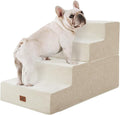 ABCPET Dog Stairs for High Bed, Dog Steps for Bed Couch Sofa, 35D Foam Extra Wide Pet Steps for Small Dogs and Cats, Pet Stairs with Non-Slip Bottom Beige, 4 Steps