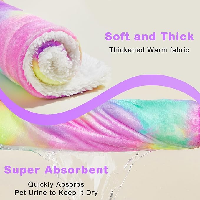 Glittme 2Pcs Bunny Bed Rabbit Bed for Indoor Cage Soft Guinea Pig Bed Fleece Mat Pad Warm Small Animal Bedding Accessories for Hamster Ferret Washable Non-Slip Rabbit Hide House Liner