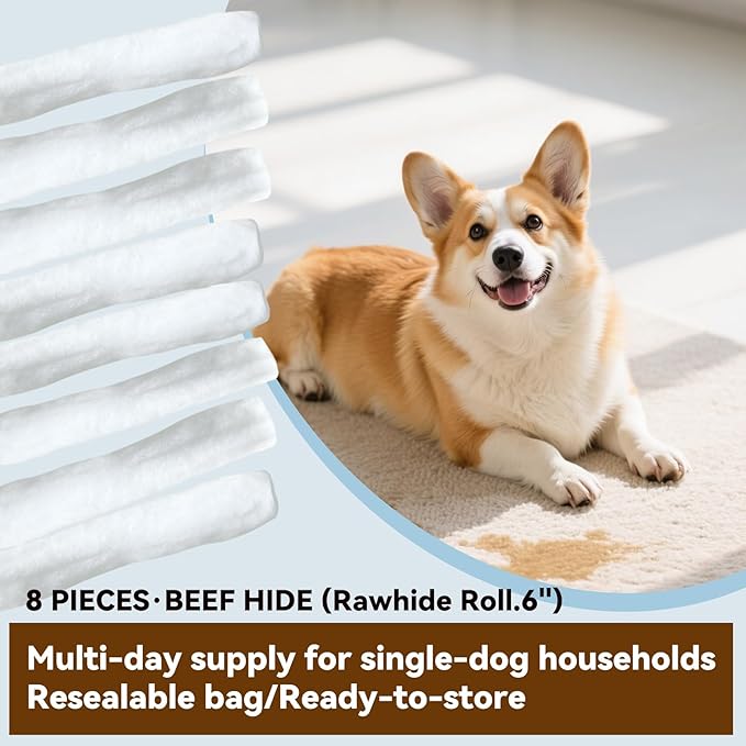 Rawhide Rolls for Dogs, Long Lasting Beef Hide Chews- Medium to Large Dogs, All Natural Ingredient Dog Rawhide Bones, Digestible Dog Chew Treats 350g (12.35 Ounce)