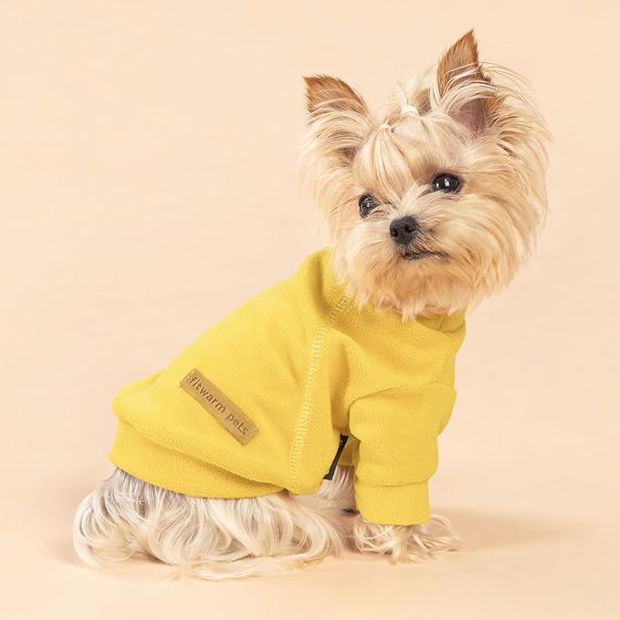 Fitwarm 3 Pack Classic Fleece Dog Sweater, Turtleneck Dog Sweatshirt, Winter Clothes for Small Dogs Boy Girl, Pet Pullover Jumper, Cat Apparel, Orange, Yellow, Coffee, Small