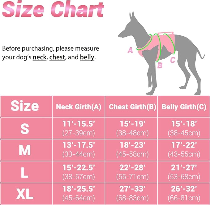 BELPRO Multi-Use Support Dog Harness, Escape Proof No Pull Reflective Adjustable Vest with Durable Handle, Dog Walking Harness for Big/Active Dogs (Pink, S)