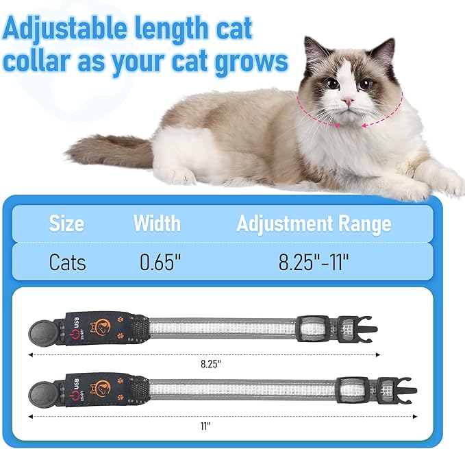 Cat Collar,Light Up Dog Collar, Rechargeable Waterproof LED Cat Collar with Remote, Breakaway Glow in Dark, Dog Lights for Night Walking