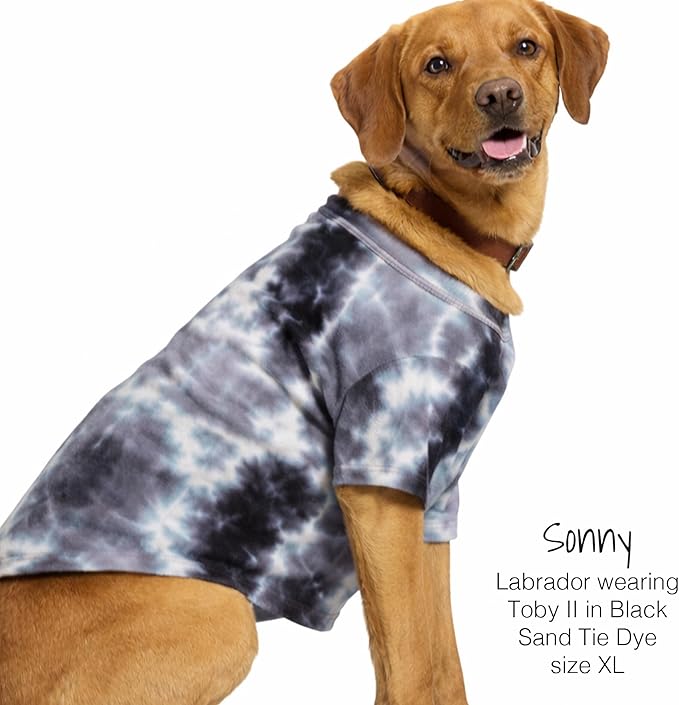 Toby II - The Perfect Tee, 3 Pack Short Sleeve Pet T-Shirt 100% Organic Cotton Tees Clothes for Small, Medium, Large Dogs, Black Sand Tie Dye, X-Small (5-12 lbs)