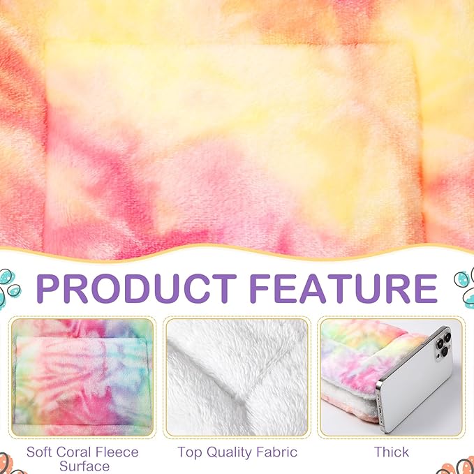 Haull 4 Pcs Waterproof Guinea Pig Bedding Guinea Pig Bed Plush Cage Liners Soft Rabbit Dog Crate Pad Cat Mat Reversible Cozy Animal Pee Pad Hamster Bunny Mat Accessory(Tie Dyed,13 x 10 Inch)