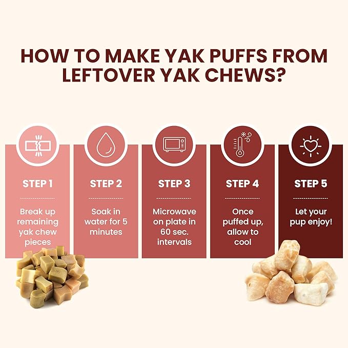 KATHMANDU'S Crunchy Yak Cheese Puff - (6 oz) All Natural & Healthy Dog Treat, Chewy Puffs Training Treats for Dogs | Small Calming Yak Chews